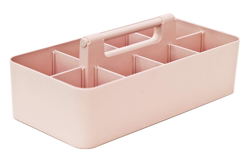 Enjoy Organizer New Plastic Portable Makeup Organizer Caddy Tote Divided Basket Bin with Handle, for Bathroom Storage Made In USA (Indie Pink) - Image 2